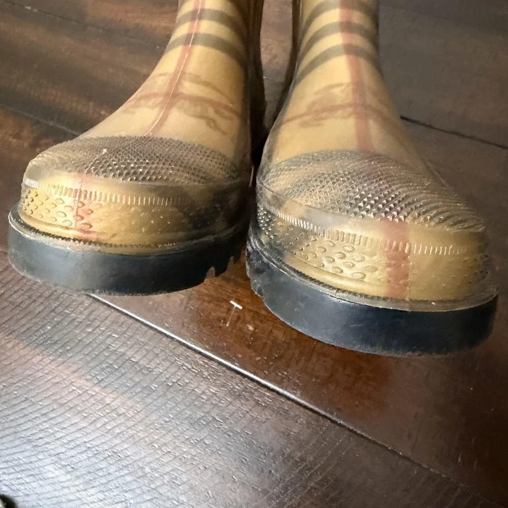 BURBERRY Rain Boots Tall Classic Check Haymarket Women's EUR 38